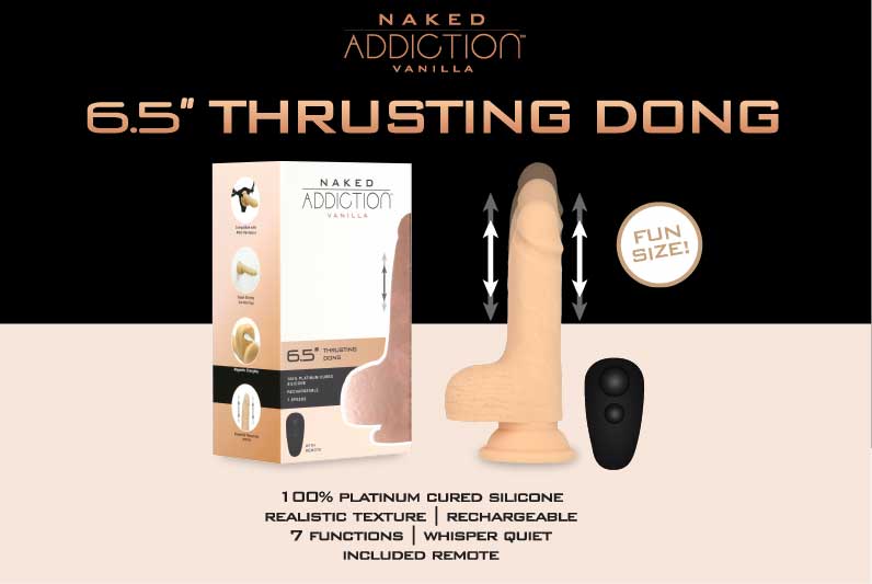 Naked Addiction 6.5" Thrusting Dong With Remote - Vanilla 